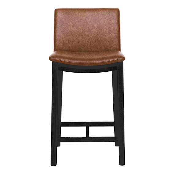 Everest Bar Chair in Urbane Leather Light Brown / Black Leg