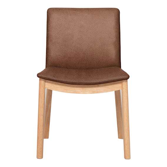 Everest Dining Chair in Urbane Leather Dark Brown / Clear