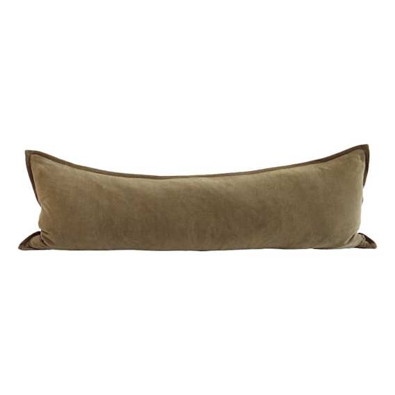 Evelyn Feather Fill Lumbar Cushion 120x40cm in Olive