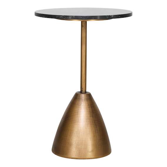 Fabian Side Table Low 35x52cm in Black Marble / Antique Gold