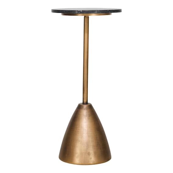Fabian Side Table High 30x62cm in Black Marble / Antique Gold