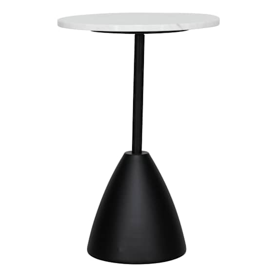 Fabian Side Table Low 35x52cm in White Marble / Black