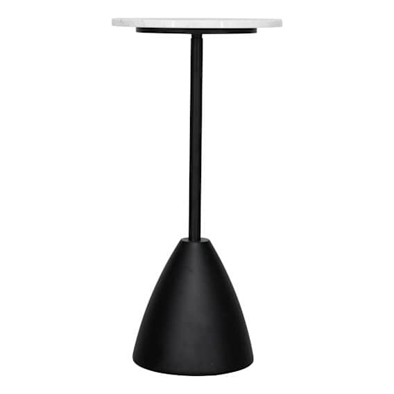 Fabian Side Table High 30x62cm in White Marble / Black