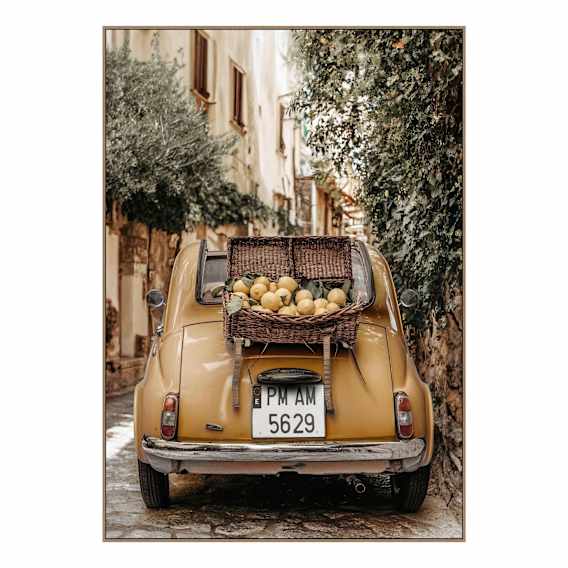 Fiat Mustard Box Framed Canvas in 95 x 135cm