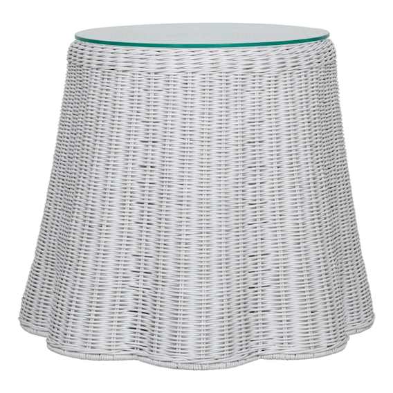 Fleur Side Table 56.5x57cm in Rattan White