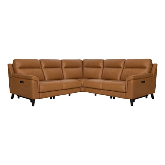 Forbes Modular Recliner Sofa in Urbane Leather Light Brown