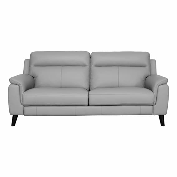 Forbes 3 Seater Fixed Sofa in Leather Pewter