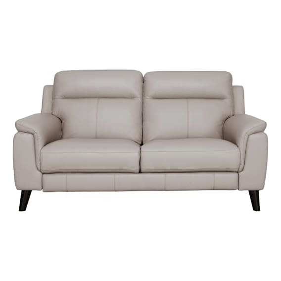 Forbes 2 Seater Fixed Sofa in Leather Light Mocha