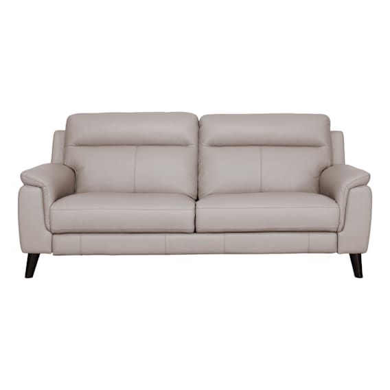 Forbes 3 Seater Fixed Sofa in Leather Light Mocha
