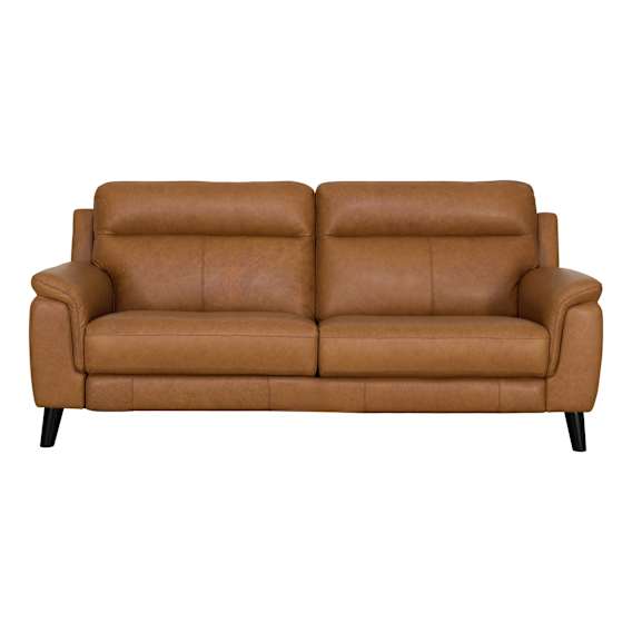 Forbes 3 Seater Fixed Sofa in Urbane Leather Light Brown