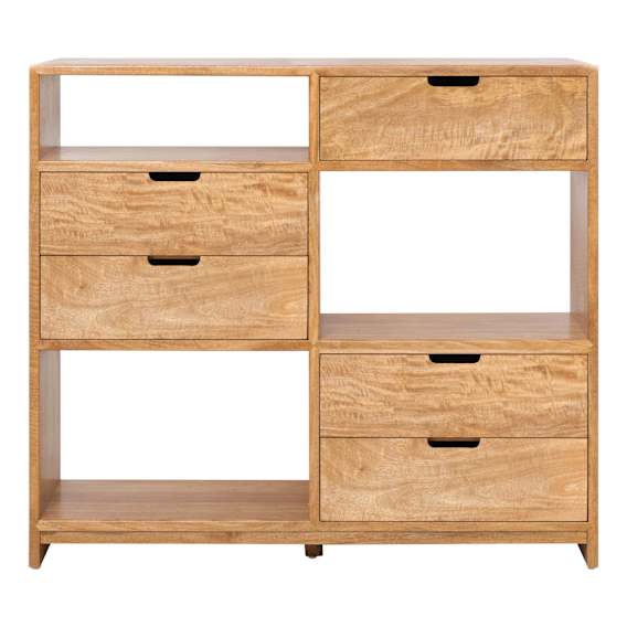 Franco Low Double Shelf Unit 128cm in Mangowood Clear