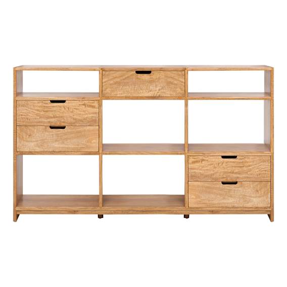 Franco Low Triple Shelf Unit in Mangowood Clear