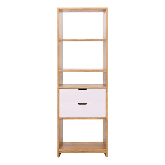 Franco Single Shelf Unit in Mangowood Clear / White Drawers