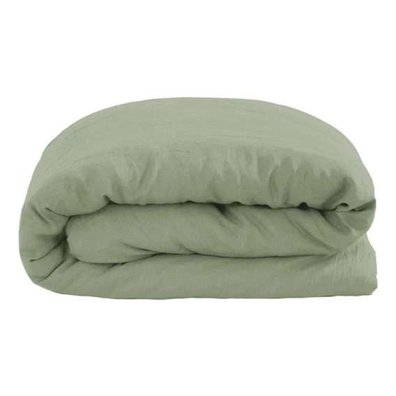 French Flax Linen Quilt Cover Set Queen in Sage