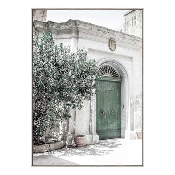 Green Doors Box Framed Canvas in 117 x 164cm