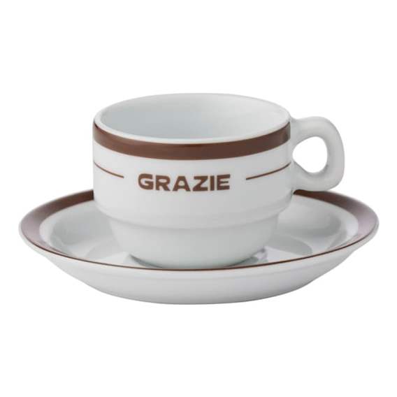 Grazie Espresso Cup/Saucer 80ml 7x5cm in Cocoa