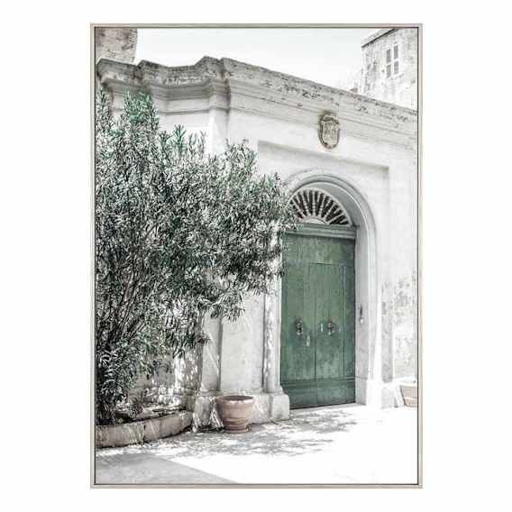 Green Doors Box Framed Canvas in 117 x 164cm White