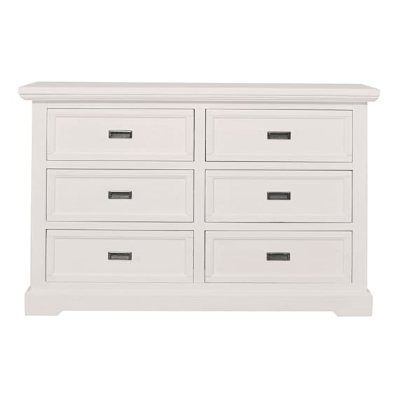 Hamptons 6 Drawer Dresser Only in Acacia White