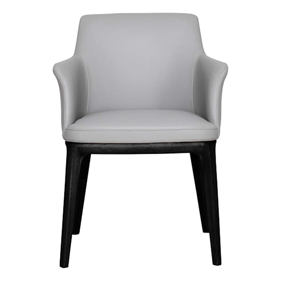 Hayes Carver Dining Chair in Leather Pewter / Black