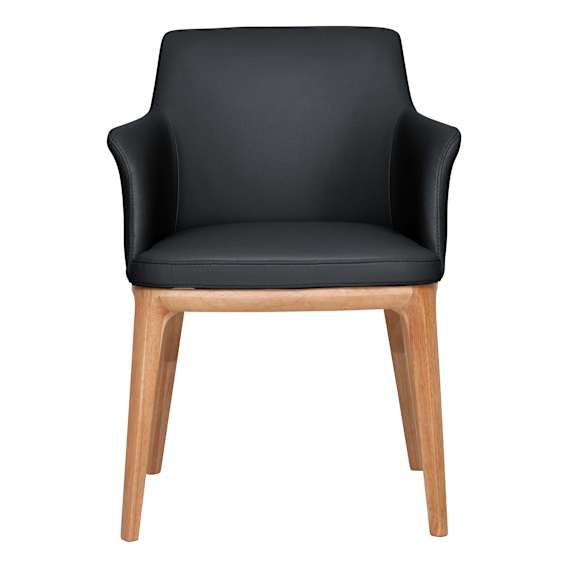 Hayes Carver Dining Chair in Leather Black / Clear