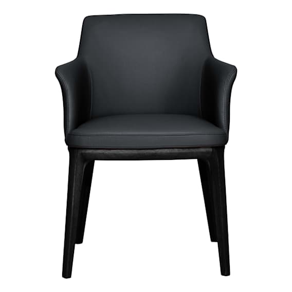 Hayes Carver Dining Chair in Leather Black / Black