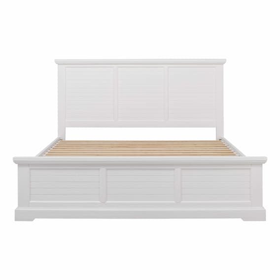 Hamptons King Bed Frame Horizontal Slat in Acacia White