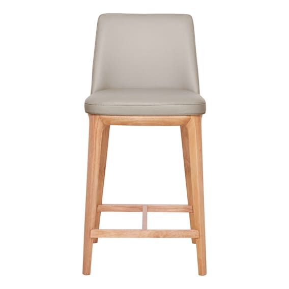 Hayes Bar Chair in Leather Light Mocha / Clear