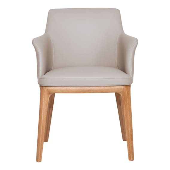 Hayes Carver Dining Chair in Leather Light Mocha / Clear