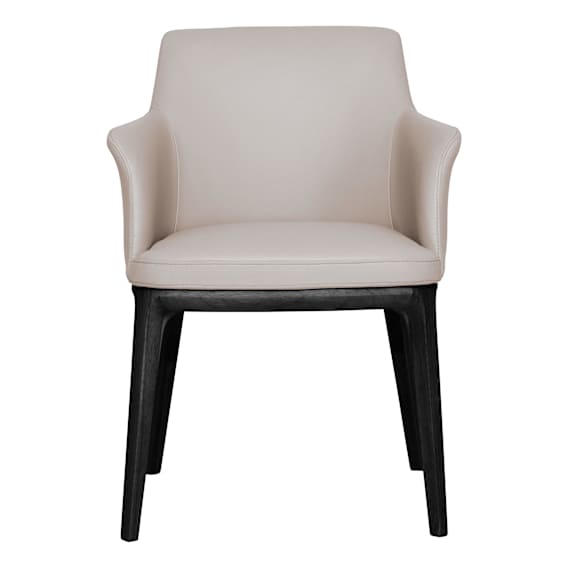 Hayes Carver Dining Chair in Leather Light Mocha  / Black