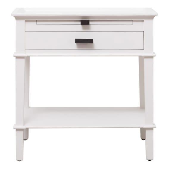 Island Bedside Table Low with Shelf in Mangowood White