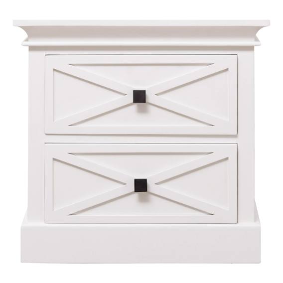 Island Bedside Table Low 2 Drawer in Mangowood White