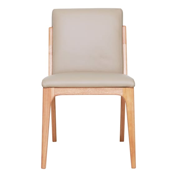 Jensen Dining Chair in Leather Light Mocha / Clear