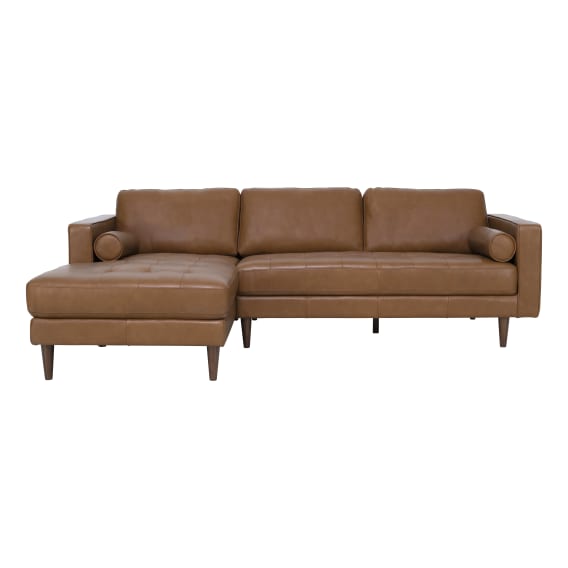 Kobe 3 Seater Sofa + Chaise LHF in Missouri Leather Brown