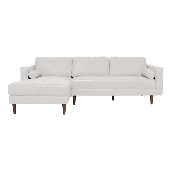 Kobe 3 Seater Sofa + Chaise LHF in Leather Pure White