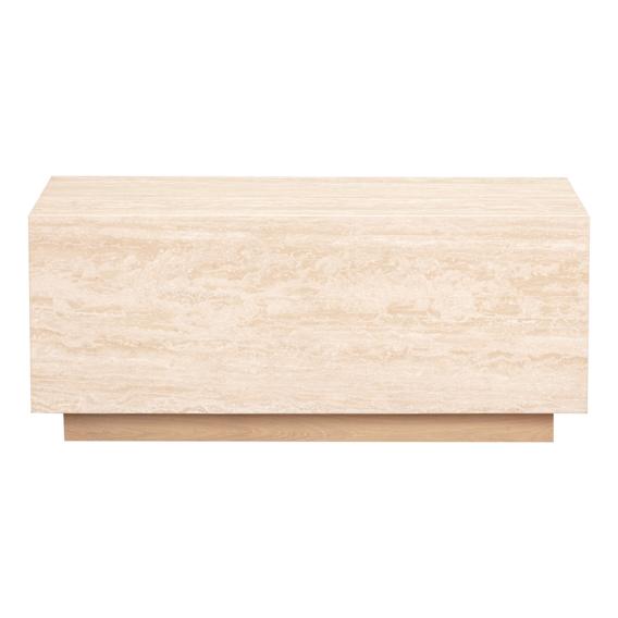 Leola Rectangle Coffee Table 90 x 50cm in Italian Travertine / Sandblast Oak