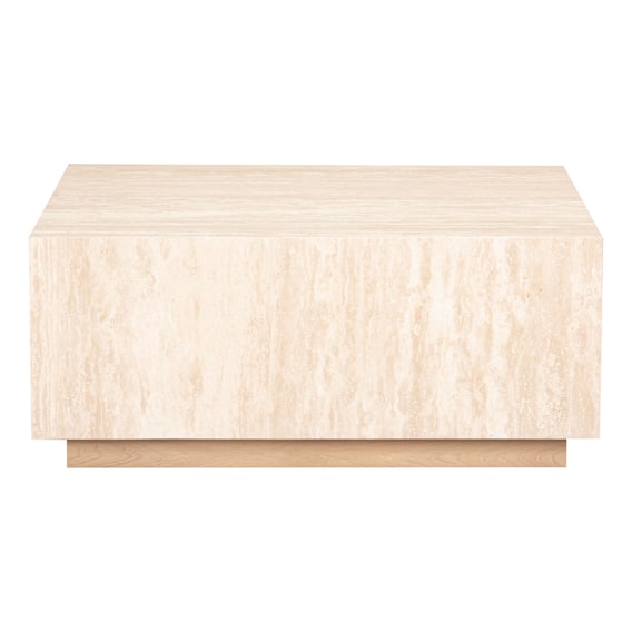 Leola Square Coffee Table 90xm in Italian Travertine / Sandblast Oak