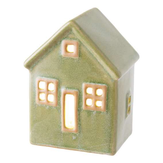 LED Reactive House 9.3x12.5cm in Reactive Celadon
