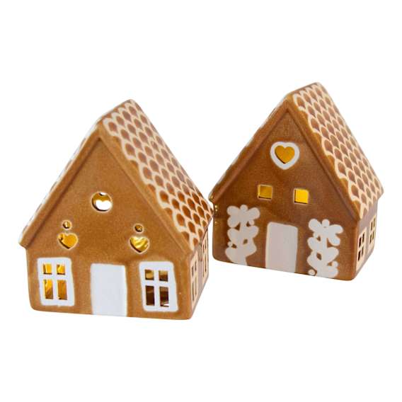 LED Gingerbread House Large Set of 2 in Brown