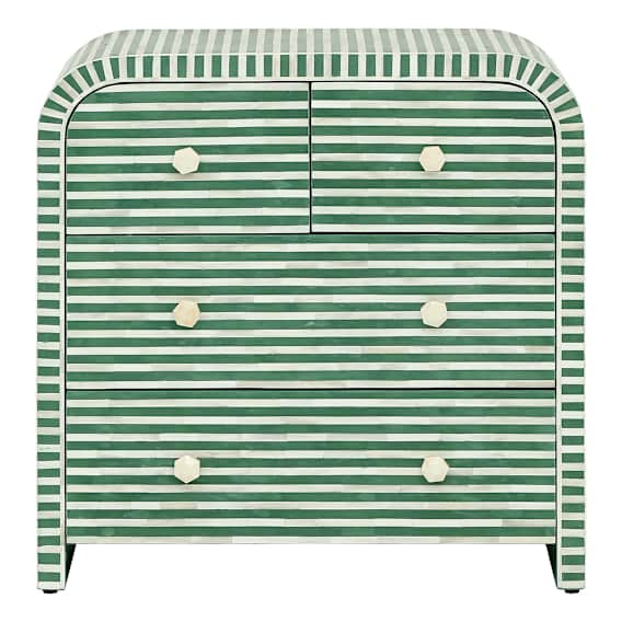 Lotus Dresser in Resin Green / Bone Inlay White