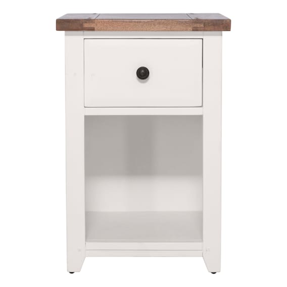 Mango Creek Bedside Table in Clear Lacquer / White