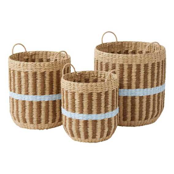 May Baskets Set of 3 in Brown / Sky