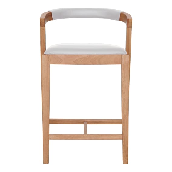Milan Bar Chair in Leather White / Clear