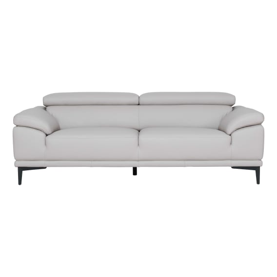 Monroe 3 Seater Sofa in Linea Leather Light  Grey