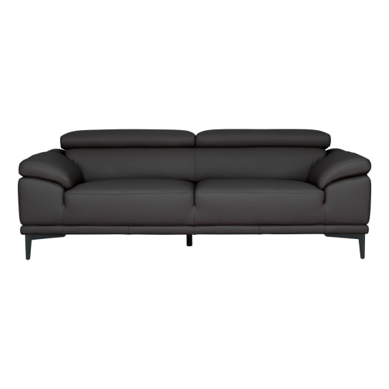 Monroe 3 Seater Sofa in Linea Leather Charcoal