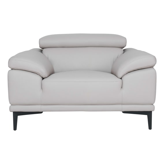 Monroe Armchair in Linea Leather Light Grey