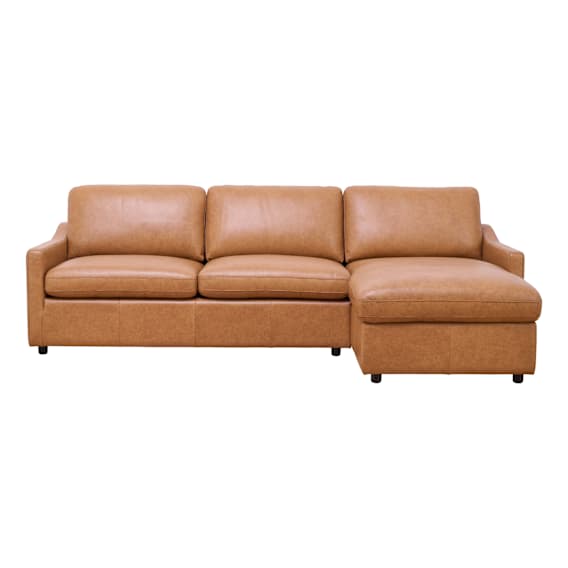 Mokum Sofa Bed with Storage Chaise RHF in Urbane Leather Light Brown