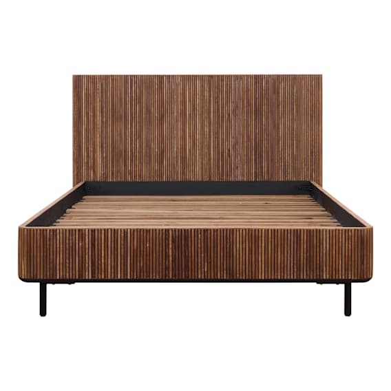 Monaco Queen Bed Frame with High Headboard in Reclaimed Teak