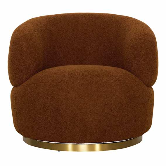 Munich Swivel Occasional Chair in Shearling Fabric Amber