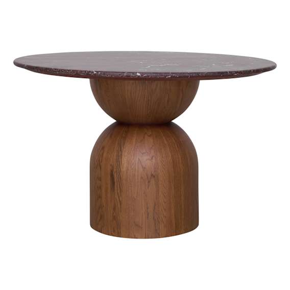 Muse Dining Table 120cm in American Oak Caramel / Rosso Levanto Marble