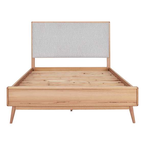 Nelson Double Bed Frame in Australian Messmate / Fabric Headboard